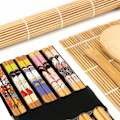 Miniatyrbild 6 av 8: Bambus Sushi Maker-set med Rullmatta, Kniv, Sked & Stickor för Hembruk, Lätt att Göra Perfekta Sushirullar, Miljövänligt Hållbart Set