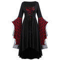 Miniatyrbild 1 av 5: Vuxen Punk Gothic Häxa Karneval Cosplay Kostym Häxa Vampyr Festklänning Halloween Burgundy M
