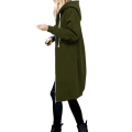 Miniatyrbild 5 av 5: Dam Hoodie Sweatshirt Jacka med Blixtlås, Lång, Plus Size Light Gray XXL
