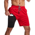 Miniatyrbild 1 av 5: Baddräkter för Män, Baddräkter med Kompressionsfoder 2 i 1 Snabbtorkande Stretchiga Herrbaddräkter Surfstrandshorts med 2 Fickor med Dragkedja Red L