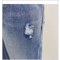 Miniatyrbild 3 av 9: Damernas vår- och höstmode, trendiga, lätt utsvängda jeans med slitningar, tvättade, vida ben grey XL