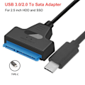 Miniatyrbild 6 av 8: SATA till USB 3.1 Typ C-adapter för 2,5-tums HDD SSD, UASP 6 Gbps hårddisk-konverteringskabel med hållbara metallkontakter