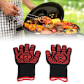 Miniatyrbild 5 av 8: 2-pack Grillhandskar med Separata Fingrar, 500°C Värmebeständiga Ugnshandskar, Tvättsbart Silikon & Polyestermaterial, Hållbara för Grillskydd