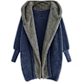 Miniatyrbild 1 av 2: Dam Cardigan i Plysch med Färgblock, Mode, Dubbelsidig Sammet, Höst/Vinter, Huva, Lös Topp, Casual BLUE S