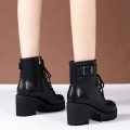 Miniatyrbild 6 av 10: Damskor Höga Klackar Vinter Ljusbrun Chunky Platform Sock Boots Skor Kvinnor Mitten-Vaden Tjock Klack Booties Storlek 40