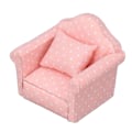 Miniatyrbild 6 av 8: 1:12 Skalig Dockhus Mini-Soffa Högkvalitativ Simulerad Fåtölj Rosa Vit Polka Dots Möbler för 1:12 Dockhus Dekoration