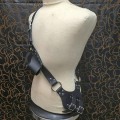 Miniatyrbild 4 av 4: Medeltida Renässans Pirat Axelrem Läder Svärd Cutlass Rem Steampunk Flintlock Pistol Holster Riddare Kostym Baldric Dark Curry