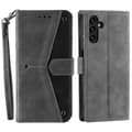 Samsung Galaxy A17 5G Läderplånboksfodral med skarvsömmar och handledsrem Grey