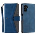 Samsung Galaxy A17 5G Läderplånboksfodral med skarvsömmar och handledsrem Blue