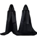 Sort kappe med hætte Darth Vader kappe Middelalderkappe Kappe Satin Karneval Halloween Julekostume Voksen (L)
