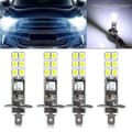 4 stk. H1 LED 6000K ren hvit frontlykter fjernlys nærlys tåkelys SMD-lamper