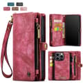 Plånboksfodral för iPhone 16 Pro Max, magnetiskt, korthållare, blixtlåsficka, mörkrosa Dark Pink iPhone16 Pro Max