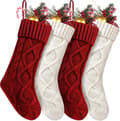 Julstrumpa 4-pack, 45 cm stor kabelstickad strumpa (röd, vit), röd, 4 st Red, White 4 Pcs