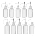 10 st 30 ml plastflaskor med klämspetsapplikator, påfyllningsbara droppflaskor med nålspetslock för lim DIY