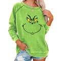 Dame Jule Grinch Sweatshirt Langærmet Bluse Pullover, Grøn, Størrelse S green S