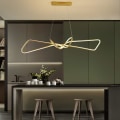 Miniatyrbillede 2 af 5: 80cm LED Hængende Lampe Nordisk Sort Guld Ø-Spisestue