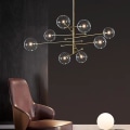 Pikkukuva 2 / 5: 80 cm LED-riipusvalaisin, pallomainen lasi ja metalli, moderni klassikko