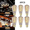 Miniatyrbillede 2 af 4: 6 stk Vintage Retro St64 E27 Edison Pærer 40w Glødetråd Pære Varmt Hvid