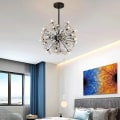 Miniatyrbild 5 av 5: LED-Hänglampa Kristall Blommig Design Svart Globus 50cm