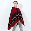 Miniatyrbilde 3 av 4: Dame Poncho Cape Åpen Front Vår Cardigan Dame Reversibel Fri Størrelse Cape Trykt Overdimensjonert Varmt red