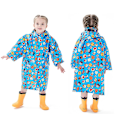 Pikkukuva 2 / 5: Lasten Sadevaatteet, 3D Piirretty Lasten Taaperon Sadetakki Takki Poncho Pojalle Tytölle (Keltainen Leipä) Blue Bread XL