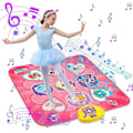 Miniatyrbild 1 av 5: Dansmatta, Musikaliska Dansgolvmattor för Barn med LED-lampor 5 Spellägen, Elektronisk Dansplatta Leksak Födelsedagspresenter för Ålder 3 4 5 6 7 8 9 År Gammal Pink