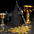 Miniatyrbilde 2 av 5: Middelalderlig Midjeveske Nordisk Stil Viking Gullmynt Lerretveske - Svart