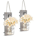 Miniatyrbillede 1 af 4: Mason Jar Lampe Vintage LED Lysstreng Vægslampe Kunstig Blomst