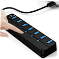 Miniatyrbilde 6 av 8: 7-port USB-hub USB-splitteradapter Backupstrøm Enkel for bærbar PC og stasjonær