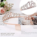 Miniatyrbilde 3 av 4: Rosegull 18-årsdagskrone Sett Tiara & Sash