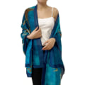 Miniatyrbild 5 av 5: Siden Scarf med Blommönster för Kvinnor, Mjuk Elegant Satin Scarf, Tunn Present