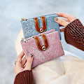 Miniatyrbillede 2 af 5: Dames RFID Lille Bifold Læderpung Dame Mini Lynlås Pengepung ID Kort Lomme, Slank Kompakt Tynd (1 stk, sort)