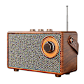 Pikkukuva 1 / 5: Retro FM-radio, kannettava puinen Bluetooth-radio, bassokaiutin, handsfree-MP3-soitin, tukee USB/TF-korttia/aux-toistoa