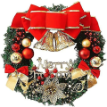 Miniatyrbilde 1 av 3: Julekrans 30cm Kunstig Garland Buesløyfe Kuler Dekor