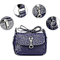 Miniatyrbild 4 av 5: Damer PU-läder Crossbody Väska Multi-ficka Messenger Väskor Handväska (blå) - Blå