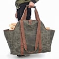 Miniatyrbillede 1 af 4: Indendørs Canvas Log Tote Bag Bærer Pejs Brændeholdere