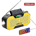 Miniatyrbillede 1 af 5: Ipx5 Vandtæt Autoscan Nødradio Solenergi Håndsvingbar Bærbar Am/fm Radio 2000/ Til Udendørs Med Lommelygte Yellow(2000mAh)