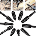 Miniatyrbillede 5 af 5: Rotary Burr Sæt 1/4\" 6mm Fil Rasp Bor Bits Sort Rotary Wolframkarbid Burr