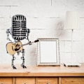 Miniatyrbild 1 av 5: Modell USB Smijdt Järn Retro Skrivbordslampa Robot Mikrofon Gitarr