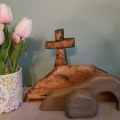 Miniatyrbillede 3 af 5: Påskeopstandelses Scene Sæt Tom Grav Kors Jesus Julehistorie