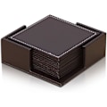 Miniatyrbillede 1 af 5: Hjemmekontor Læder Underkopper Med Holder, Sæt Af 6 Forretningsunderkopper Til Te Og Kaffe Kop (brun)