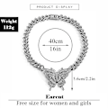Miniatyrbillede 3 af 5: Tyk Krystal Choker Halskæde Butterfly Vedhæng Halskæder Cuban Link Kæde Glitrende Rhinesten Smykke