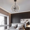 Miniatyrbillede 4 af 5: LED Pendellampe Krystal Blomsterdesign Sort Globe 50cm