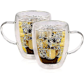 Miniatyrbilde 2 av 4: 2 stk 350 ml Dobbelveggs Kopper Håndtak Varmebestandig Glass