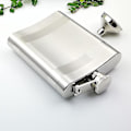 Miniatyrbild 2 av 5: 8oz Hip Flask i Rostfritt Stål med Två Polerade Linjer och Tratt