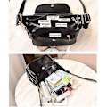 Miniatyrbild 3 av 5: Damer PU-läder Crossbody Väska Multi-ficka Messenger Väskor Handväska (svart) - Svart
