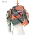 Miniatyrbilde 1 av 2: Mote-sjal og skjerf for damer, vinter, damer skjerf, pledd-skjerf for kvinner, tartan-skjerf orange