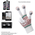 Miniatyrbillede 4 af 5: Dame Strikket Handsker Touchscreen Vinter Sneblomst Tryk Varme Vanter Unisex