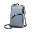 Miniatyrbillede 1 af 4: Dametasker, Lille Crossbody Taske i PU Læder med Kortlommer, Flere Lynlåse (1 stk. Blå)