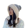 Miniatyrbillede 1 af 4: Vinter Beanie Hat til Kvinder Skihue Fleeceforet Øreklapper Dobbelt Laget Pompom Hat Gray